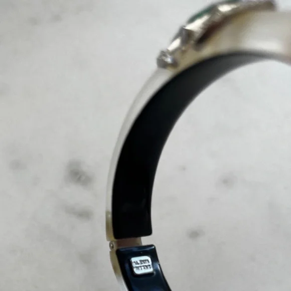 Alexis Bittar Bracelet white silverish color hinged bracelet with crystals. - Picture 4 of 5